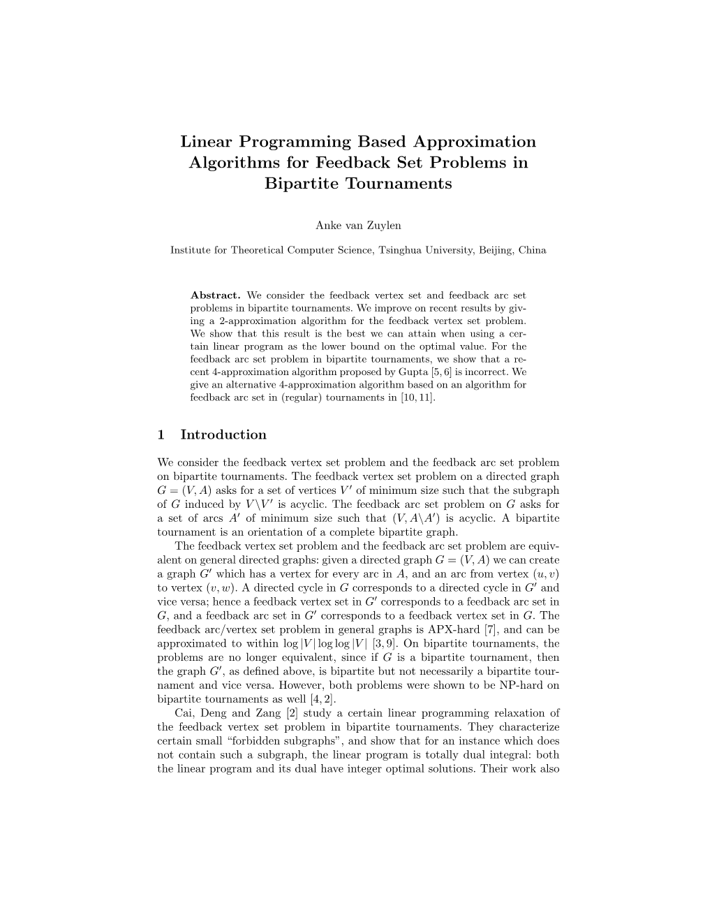 Linear Programming Based Approximation Algorithms for Feedback Set Problems in Bipartite Tournaments