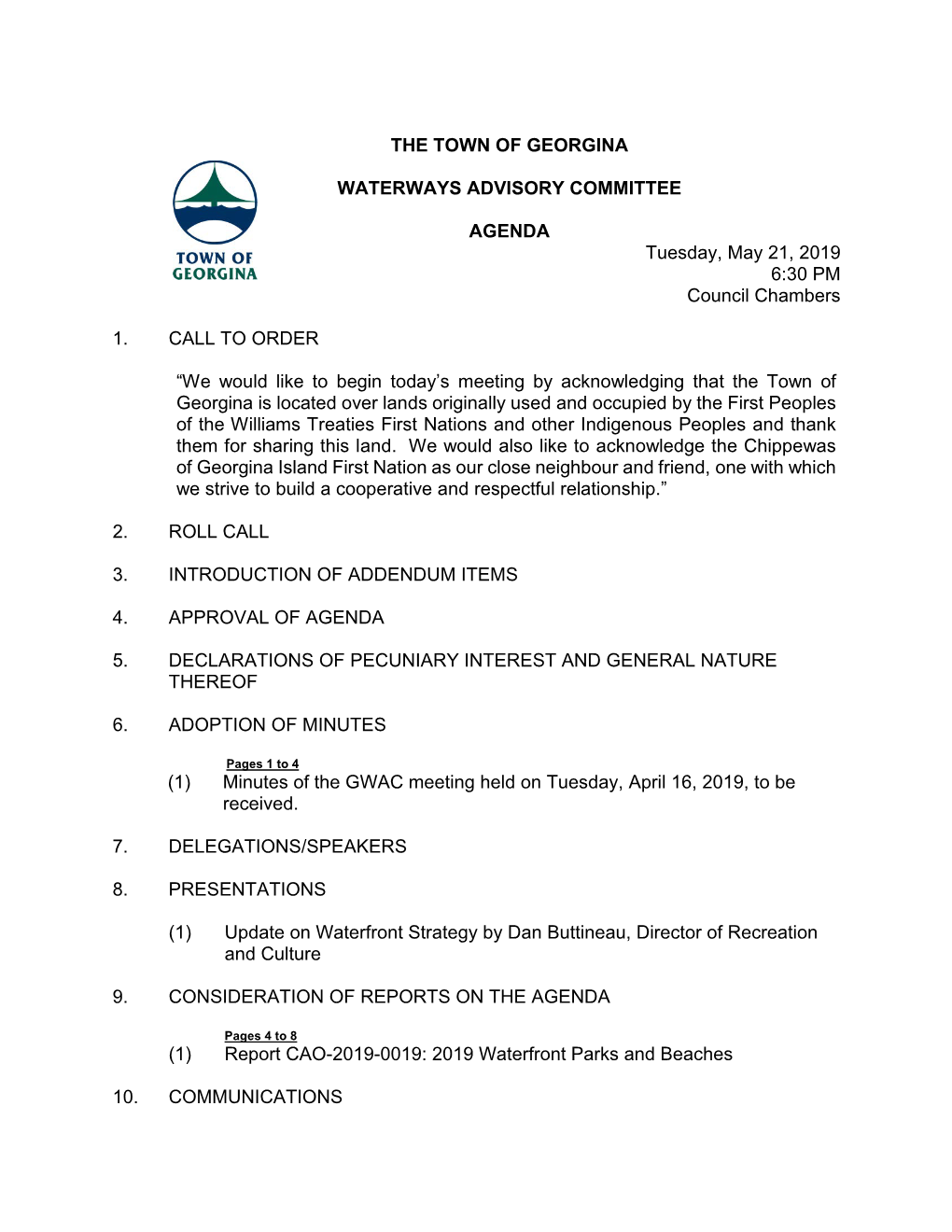 The Town of Georgina Waterways Advisory