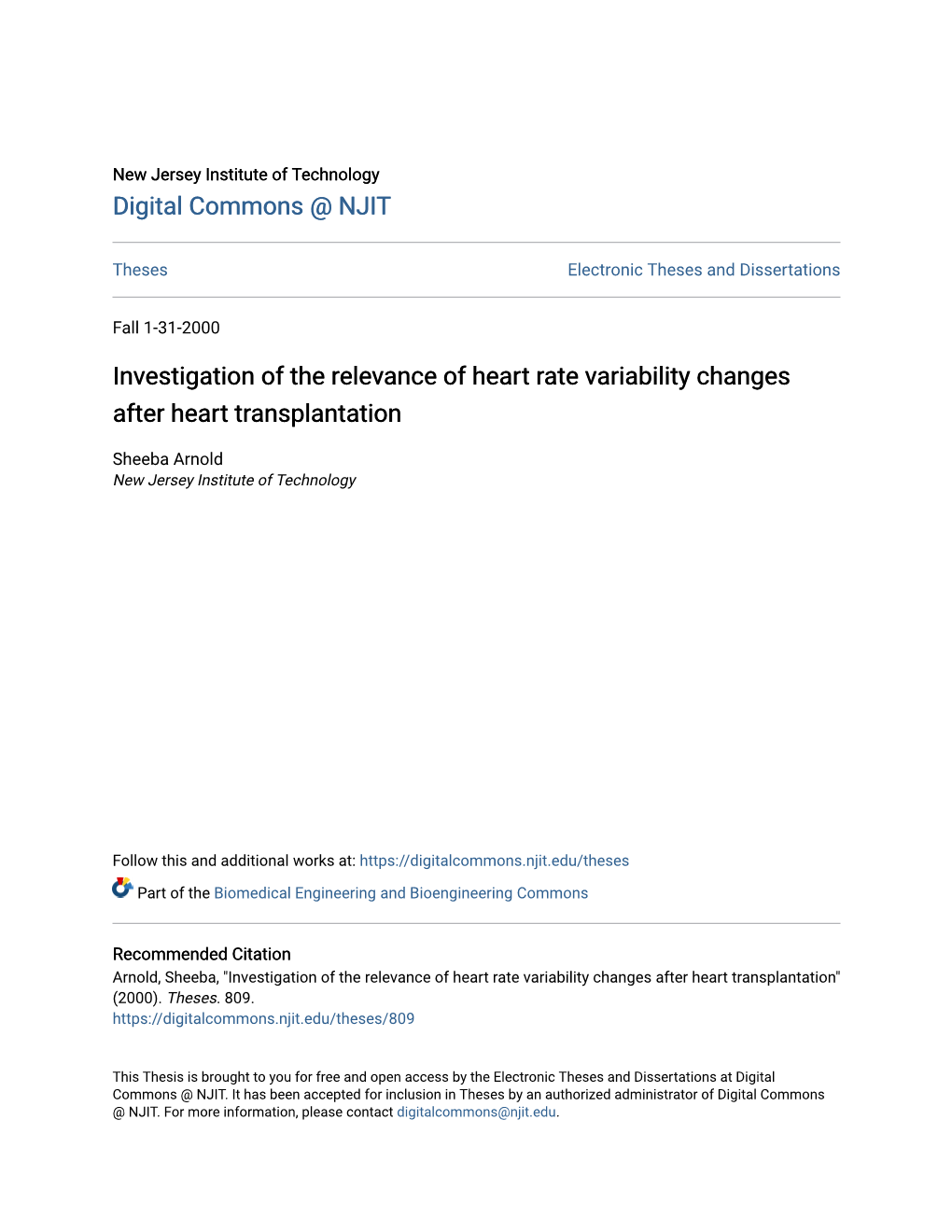 Investigation of the Relevance of Heart Rate Variability Changes After Heart Transplantation