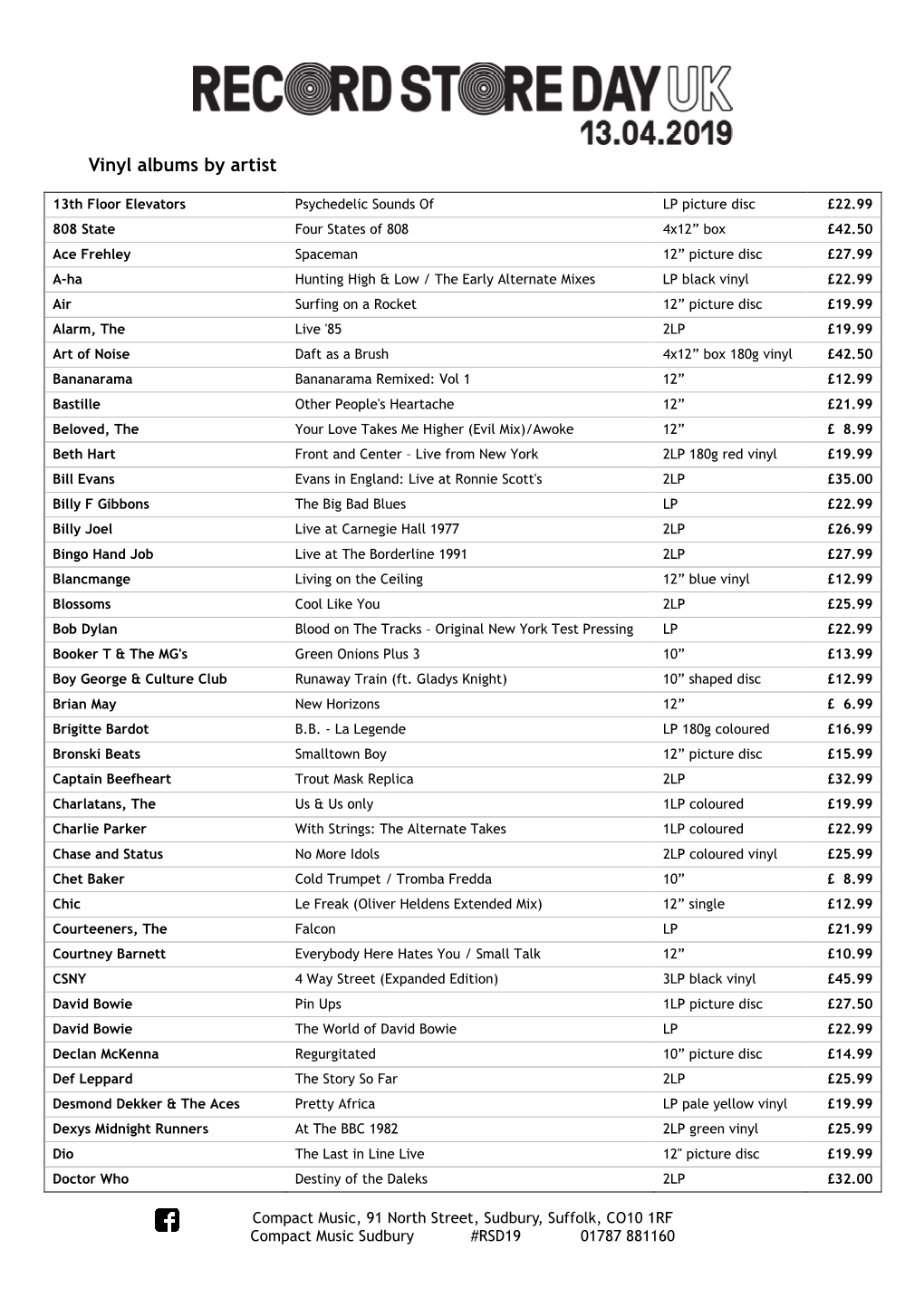 RSD Vinyl 2019