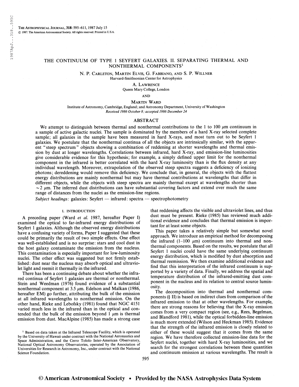 1987Apj. . .318. .595C the Astrophysical Journal, 318:595-611