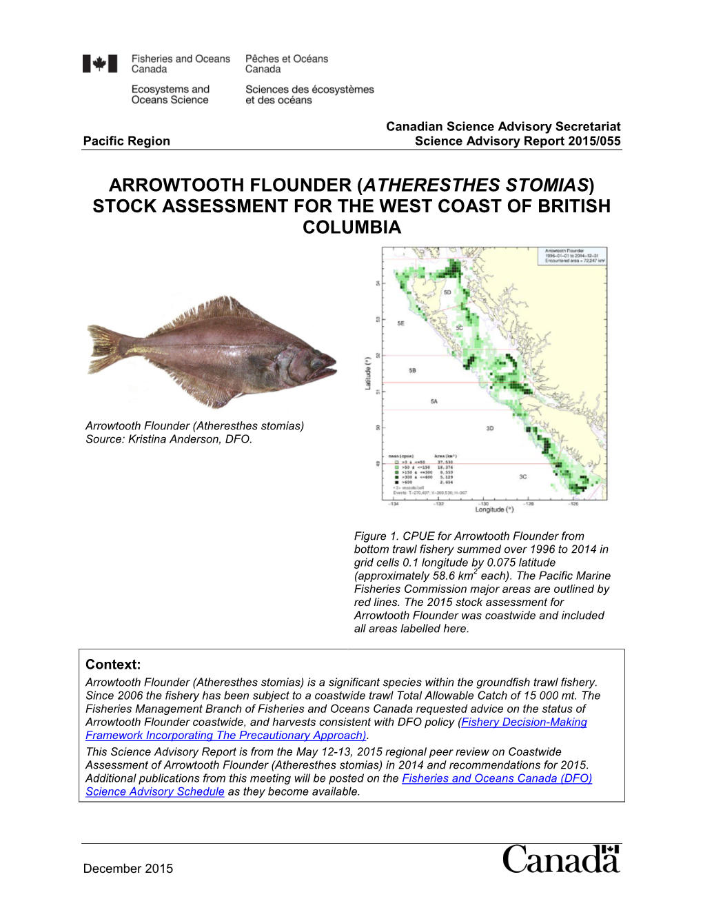 Arrowtooth Flounder (Atheresthes Stomias) Stock Assessment for the West Coast of British Columbia