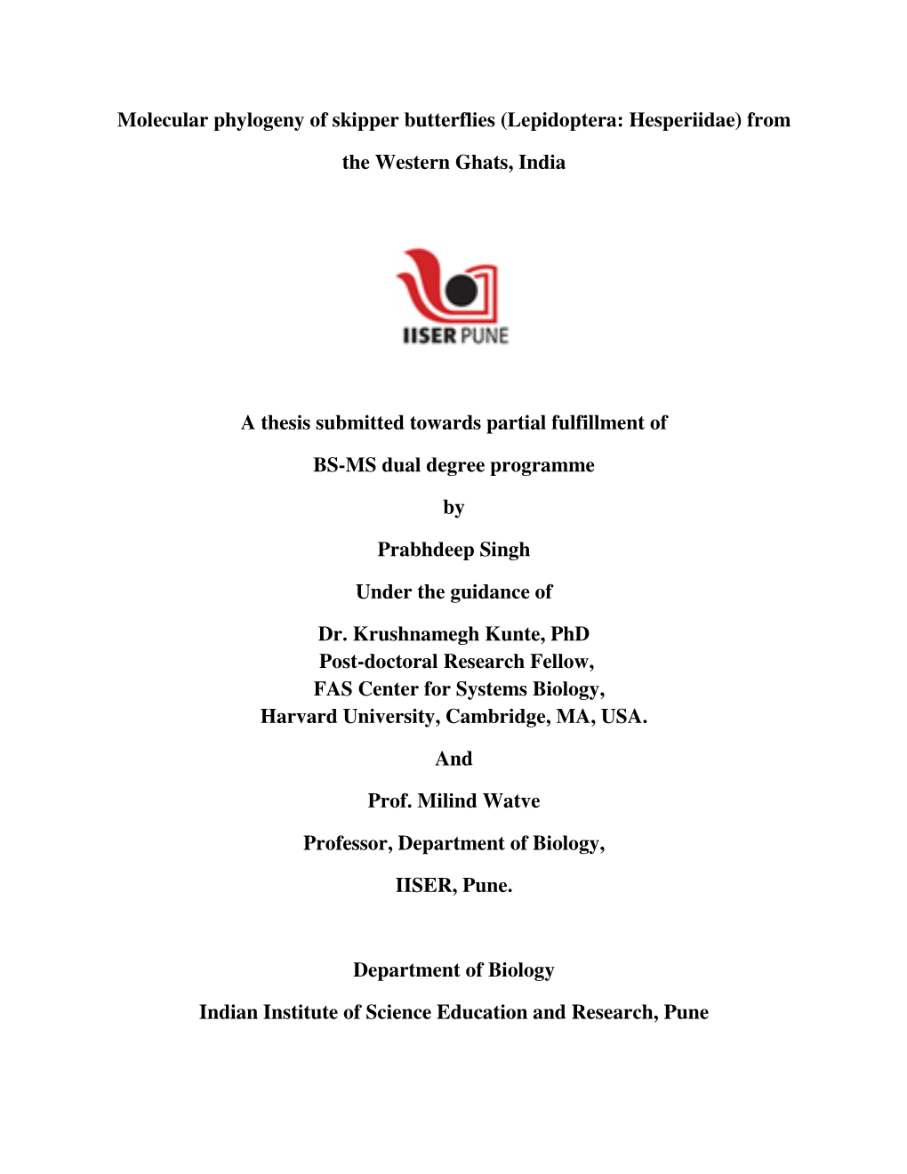 Molecular Phylogeny of Skipper Butterflies (Lepidoptera: Hesperiidae) From