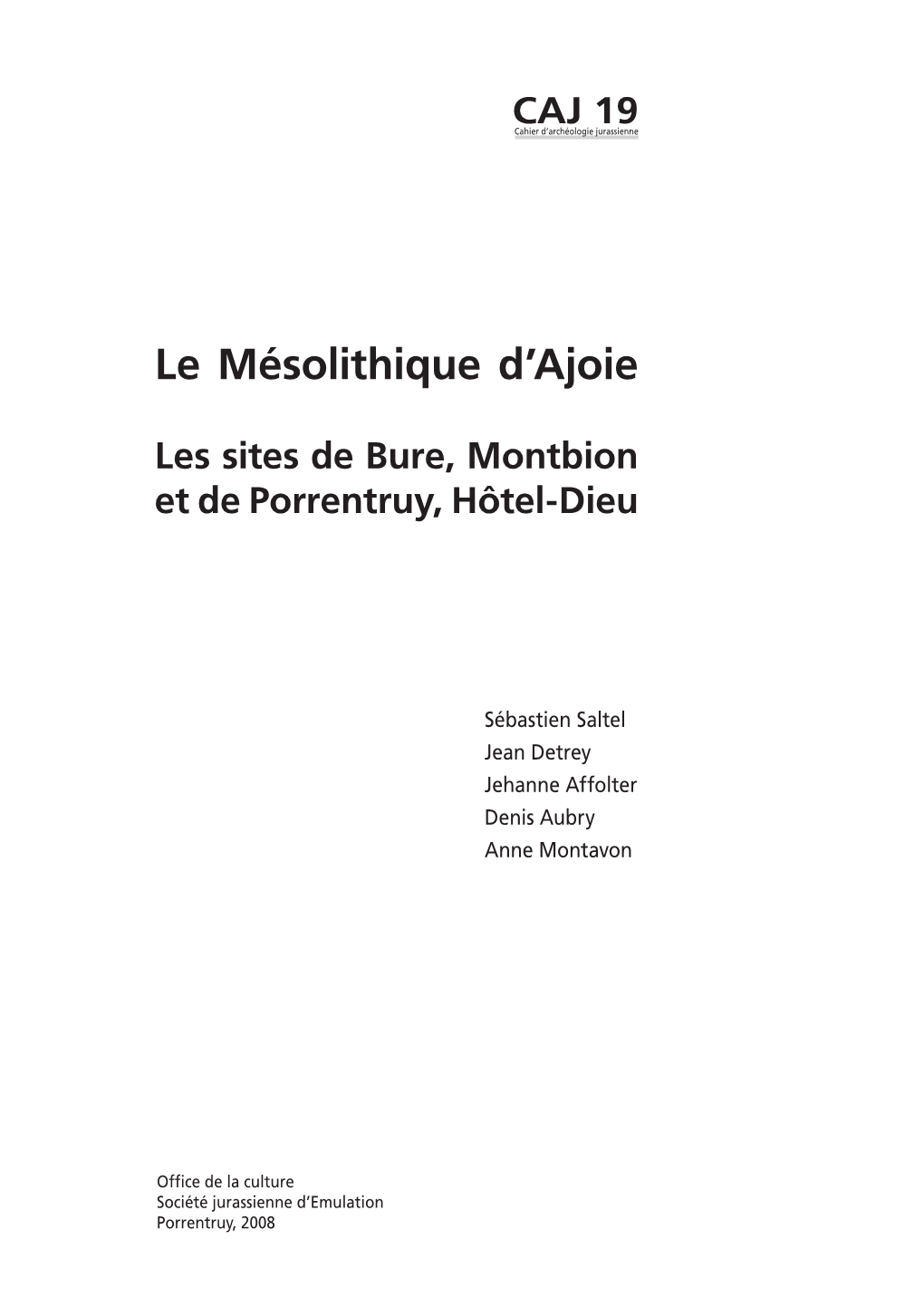 Le Mésolithique D'ajoie