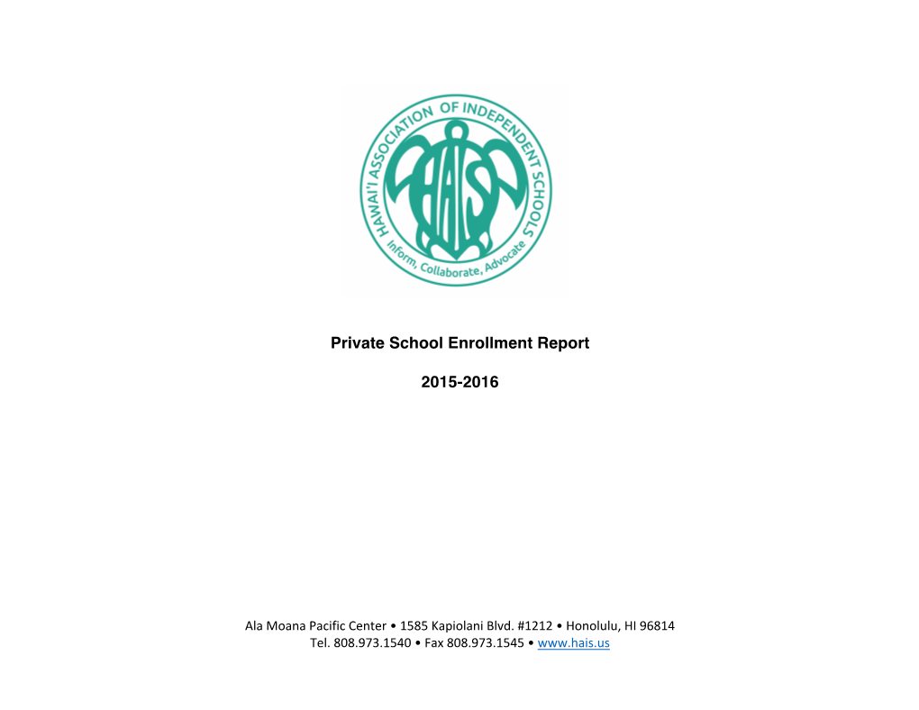 Private School Enrollment Report 2015-2016