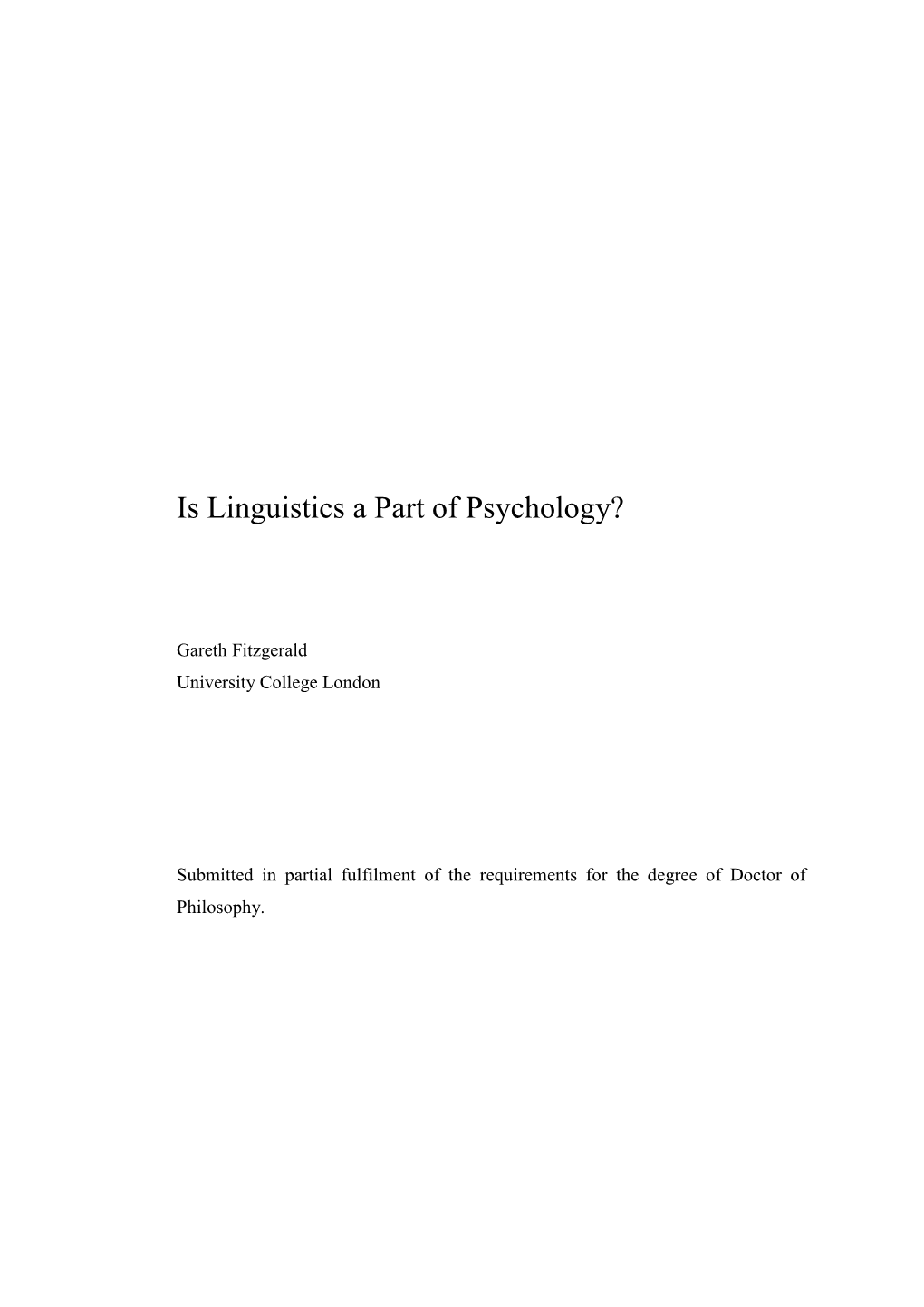 Is Linguistics a Part of Psychology?