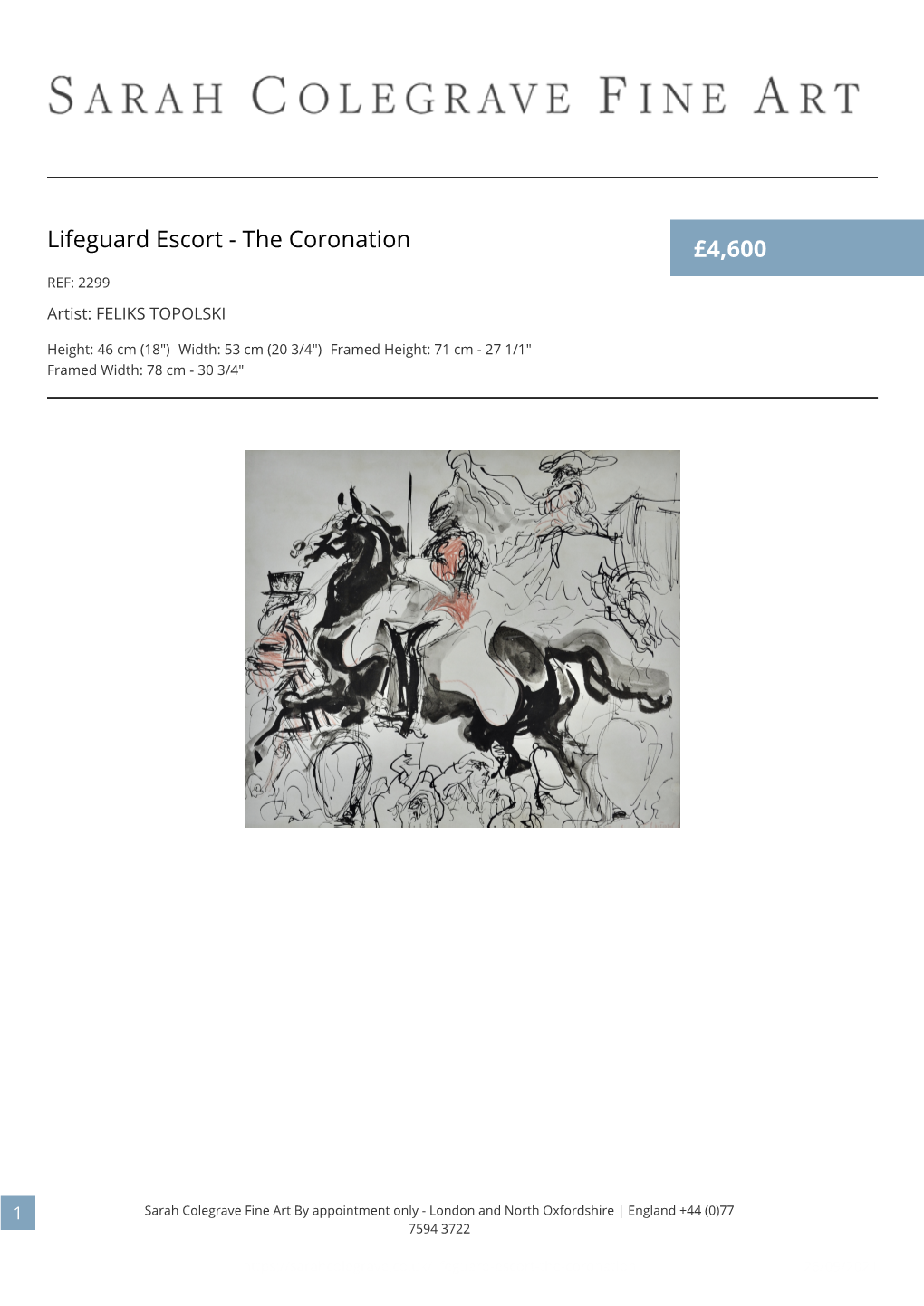 Lifeguard Escort - the Coronation £4,600 REF: 2299 Artist: FELIKS TOPOLSKI