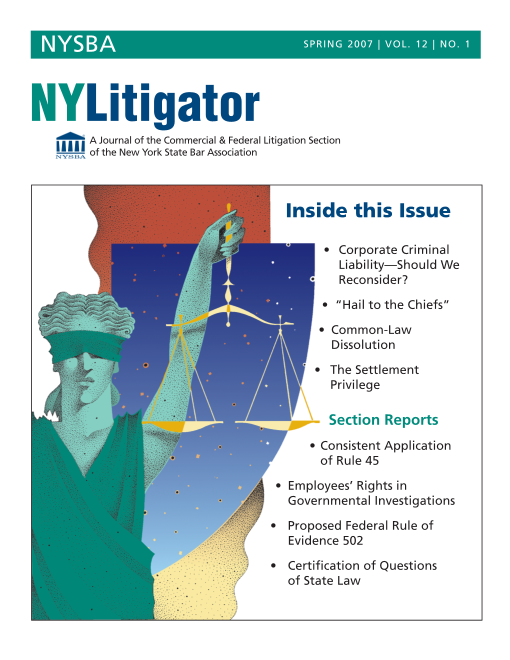 Nylitigator a Journal of the Commercial & Federal Litigation Section of the New York State Bar Association