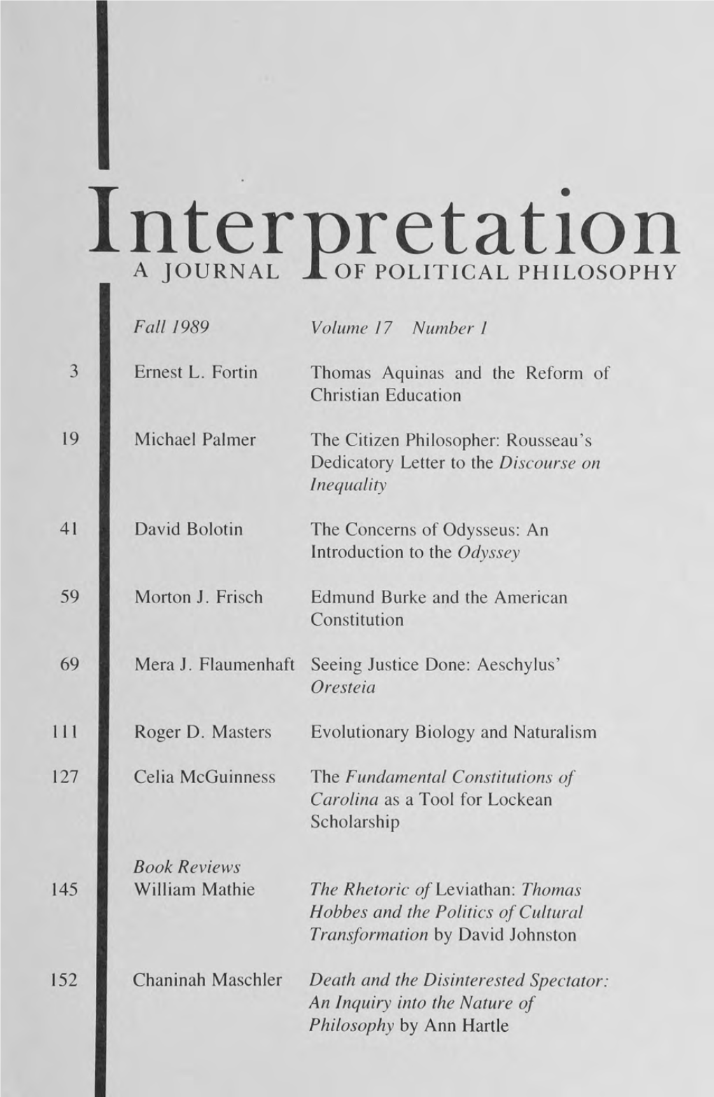 Interpretation: a Journal of Political Philosophy