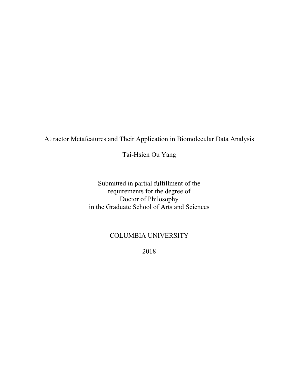 Attractor Metafeatures and Their Application in Biomolecular Data Analysis