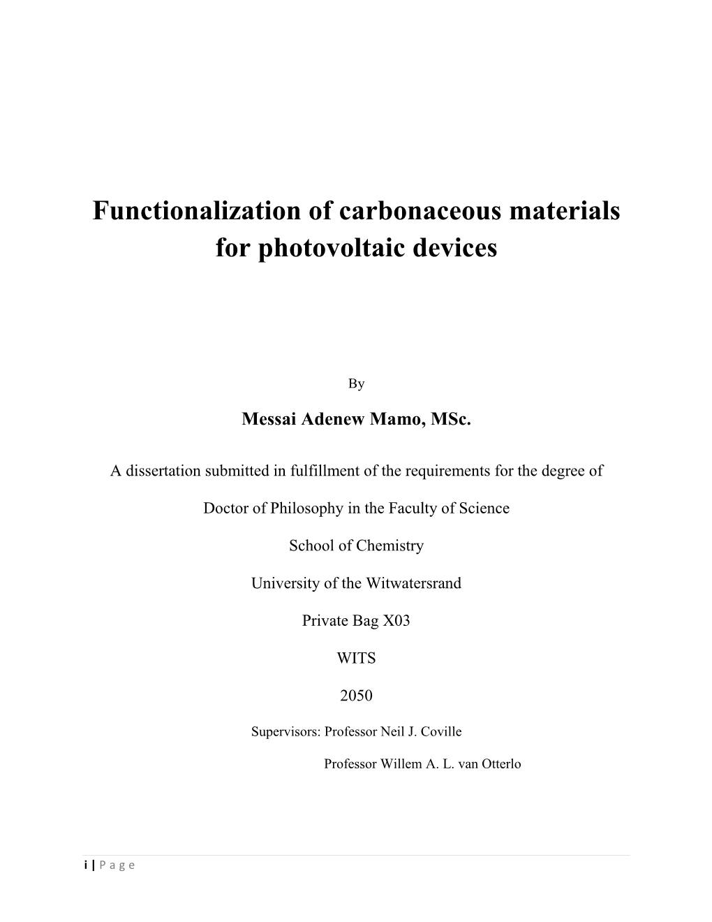 Functionalization of Carbonaceous Materials for Photovoltaic Devices