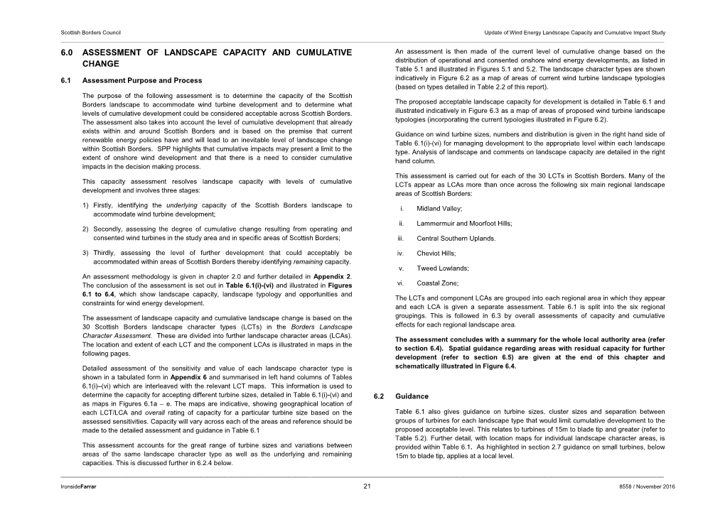 6.0 Assessment of Landscape Capacity and Cumulative