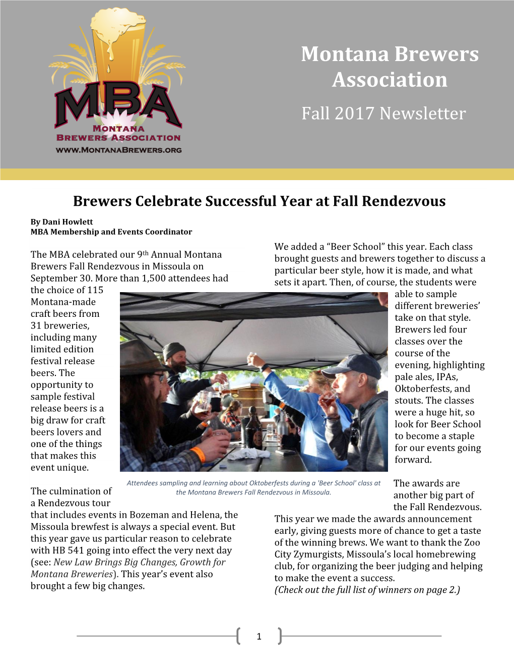 MBA Fall Newsletter 2017