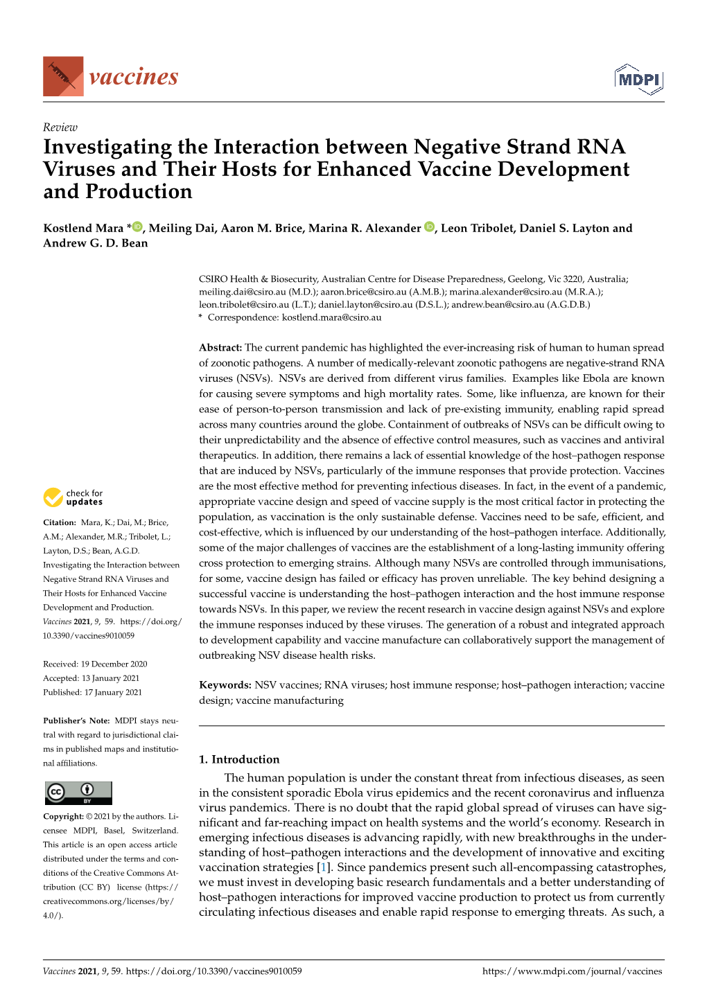 Investigating the Interaction Between Negative Strand RNA Viruses and Their Hosts for Enhanced Vaccine Development and Production