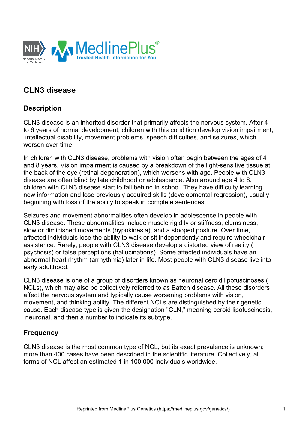 CLN3 Disease