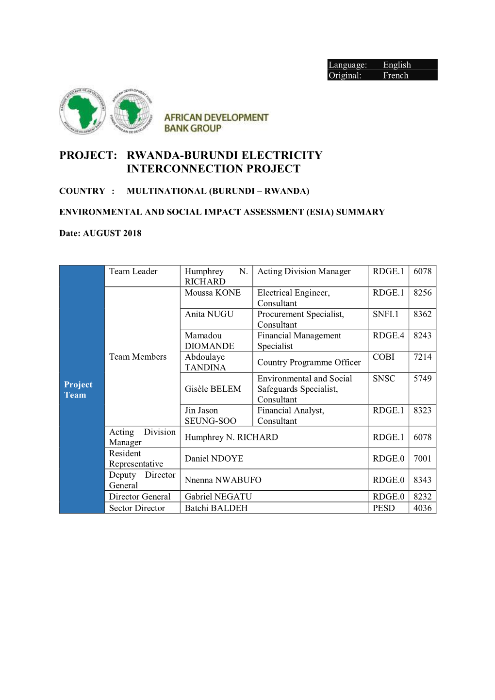 Rwanda-Burundi Electricity Interconnection Project