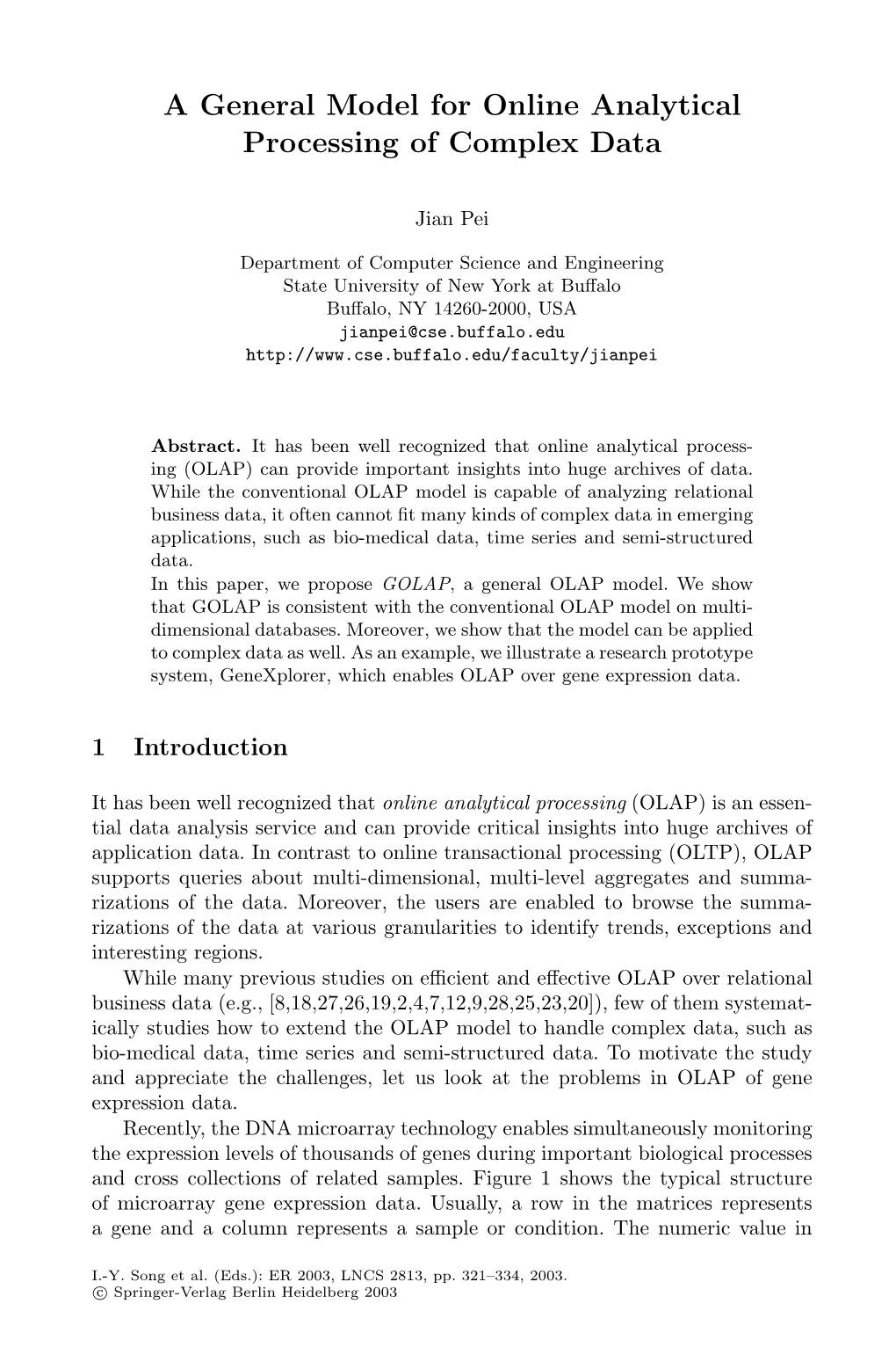 A General Model for Online Analytical Processing of Complex Data