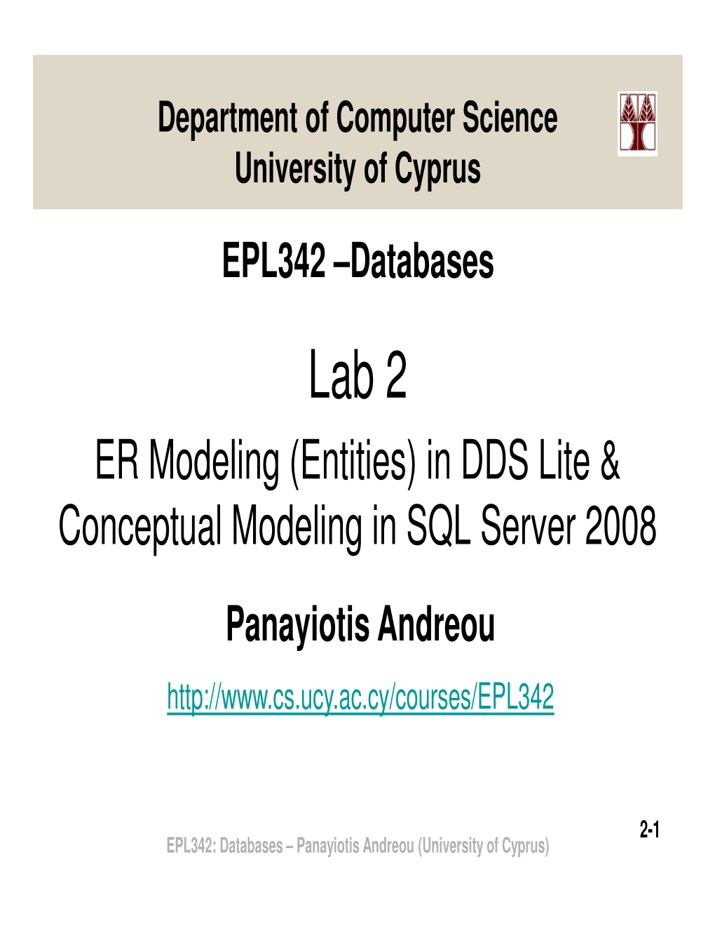 In DDS Lite & Conceptual Modeling in SQL Server 2008