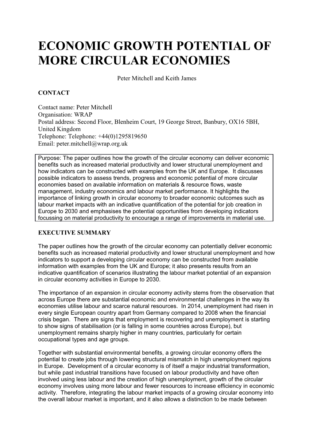 Economic Growth Potential of More Circular Economies