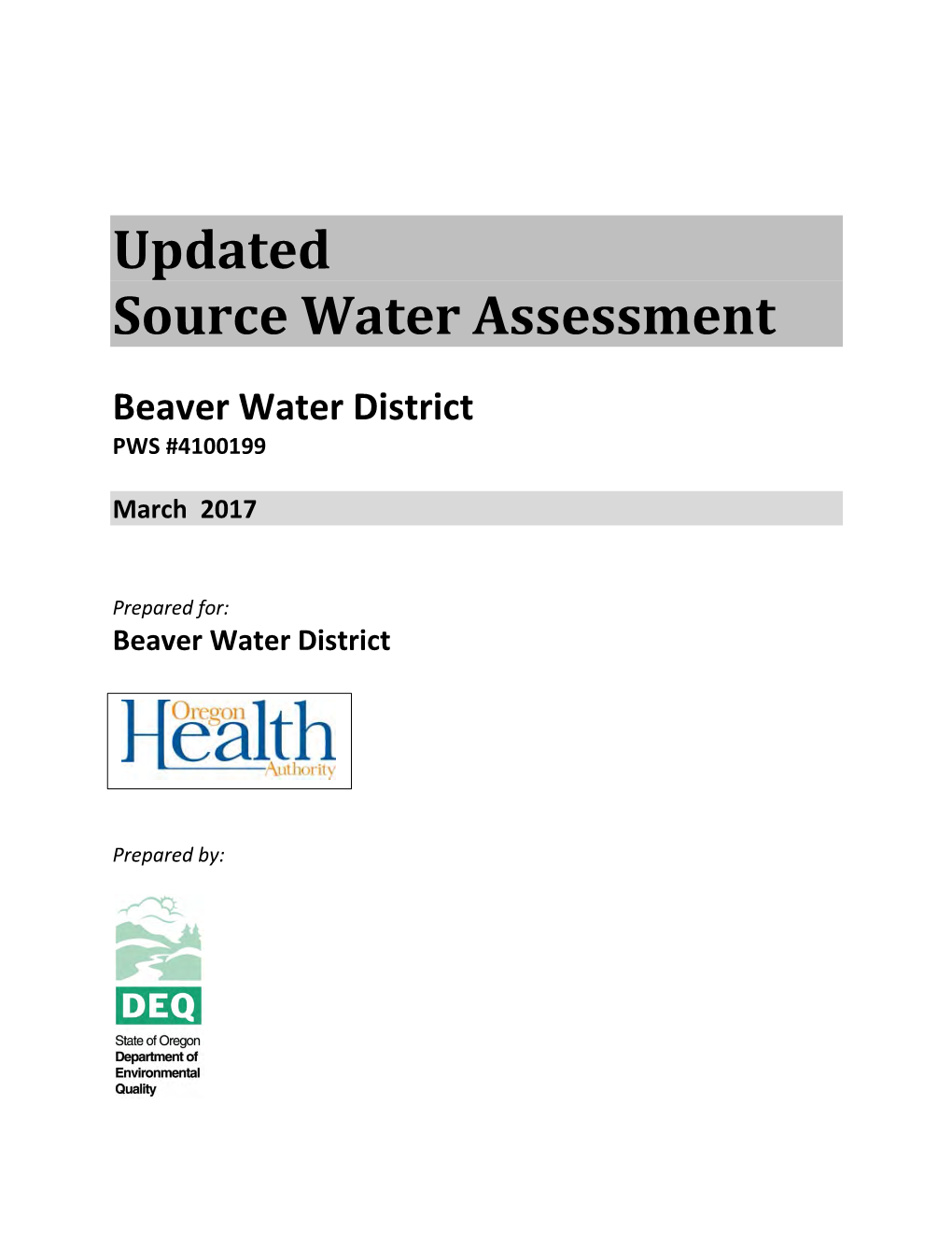Updated Source Water Assessment