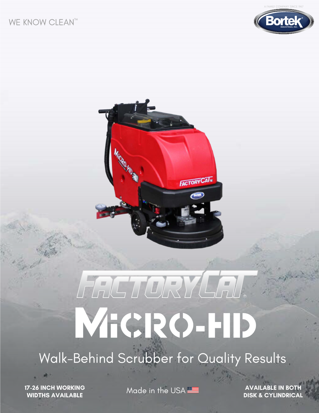 Factory Cat Micro HD Floor Scrubber Brochure- Bortek Industries Inc- 1