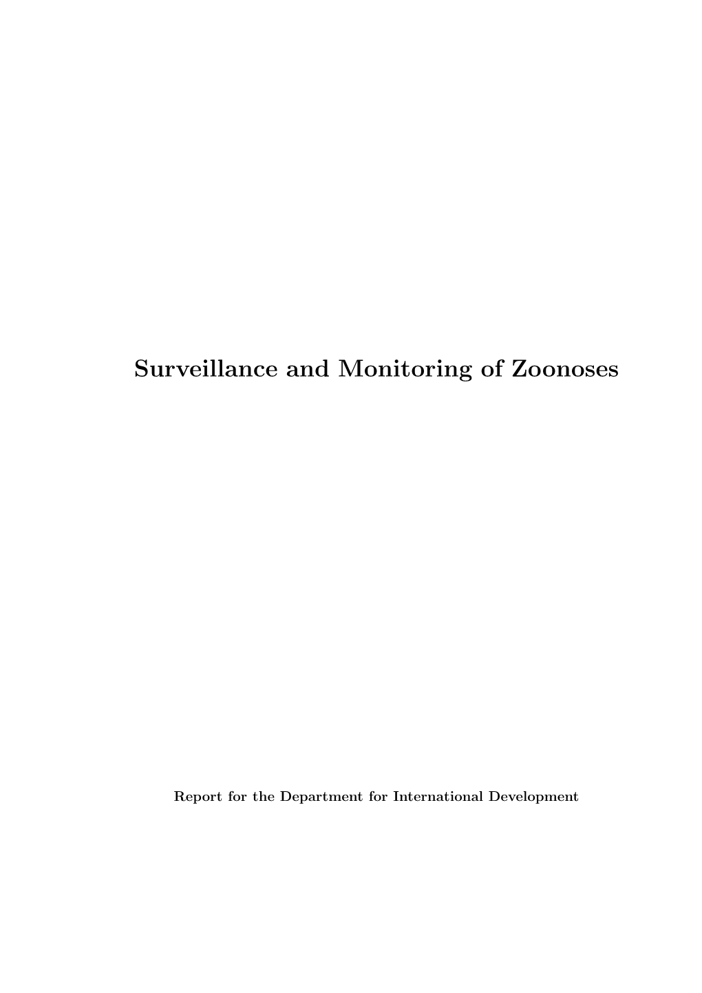 Surveillance and Monitoring of Zoonoses