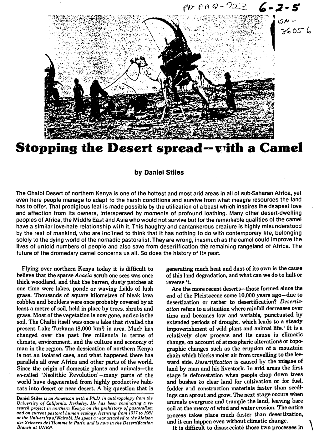 Stopping the Desert Spread- Ith a Camel