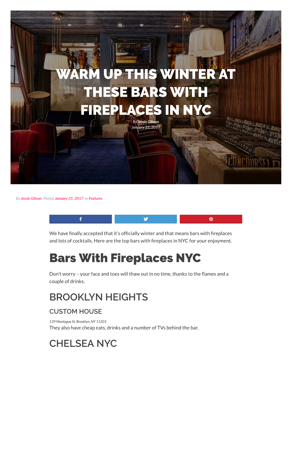 WARM up THIS WINTER at THESE BARS with FIREPLACES in NYC by Jessie Gibson January 31, 2017