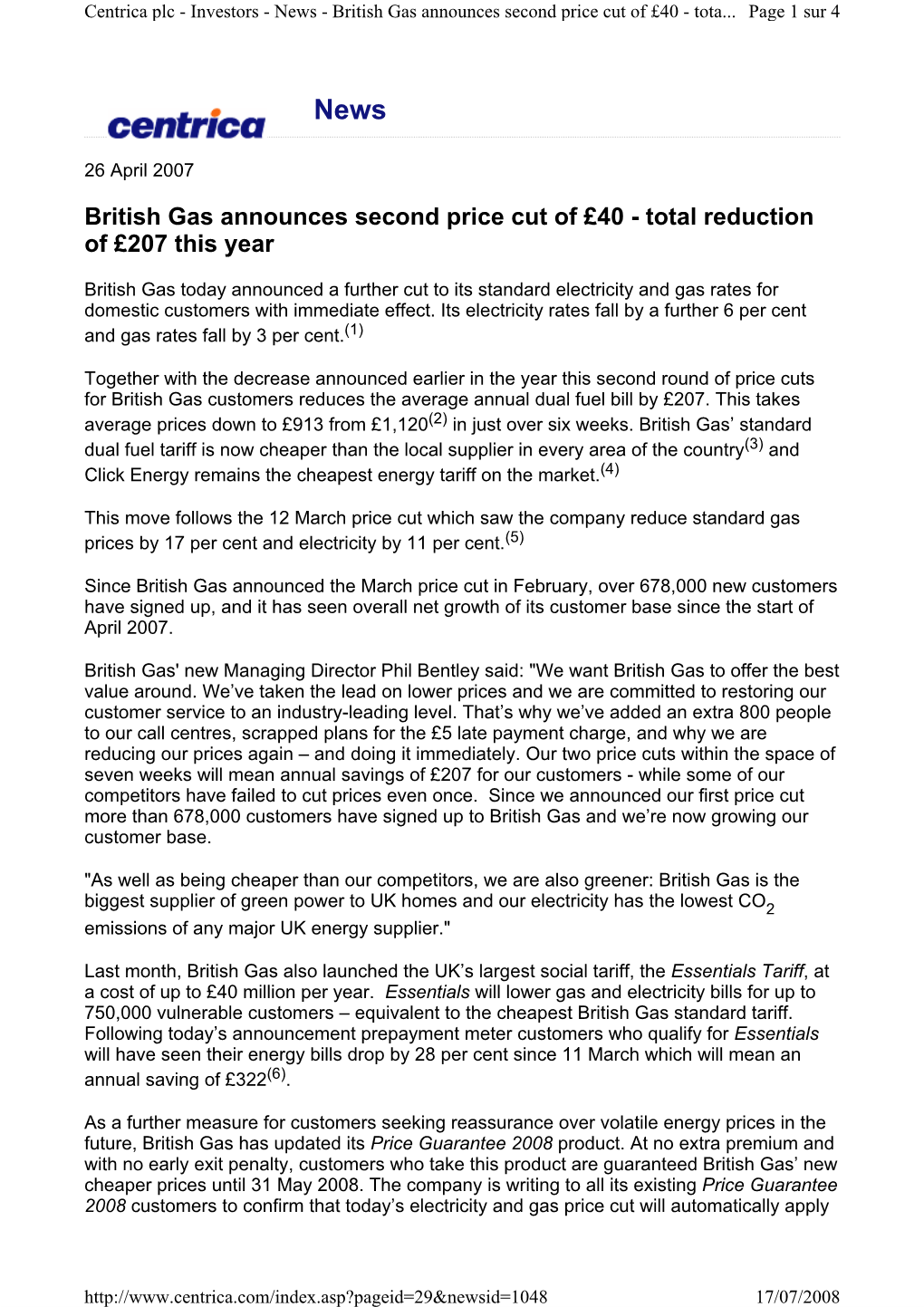 British Gas Announces Second Price Cut of £40 - Tota