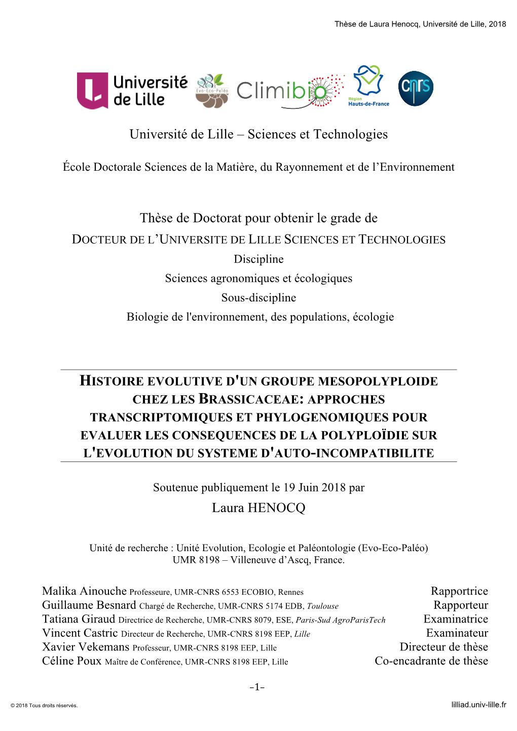 Sciences Et Technologies Thèse De Doctorat Pour