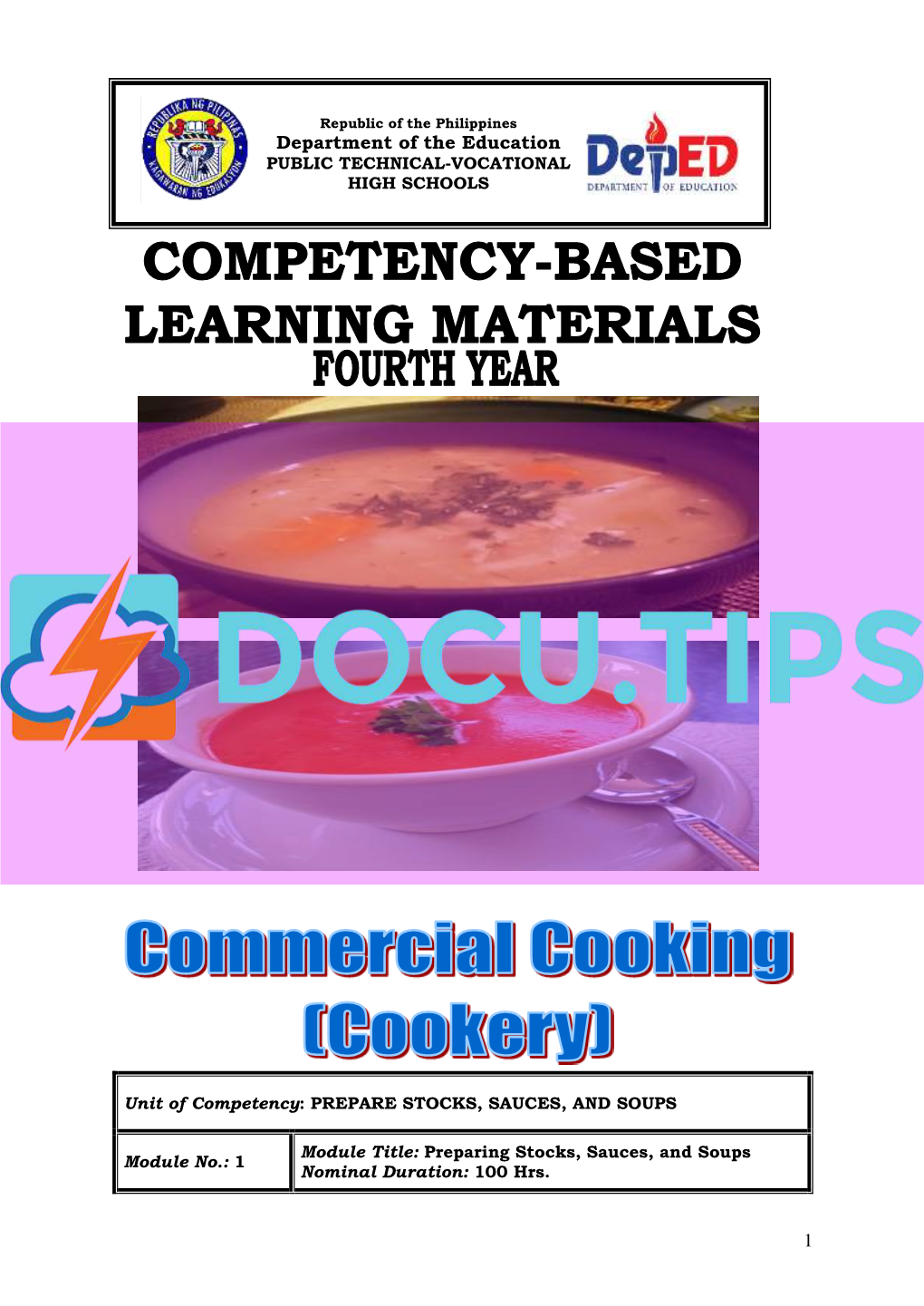 10 LM TLE Commercial Cooking (Cookery)