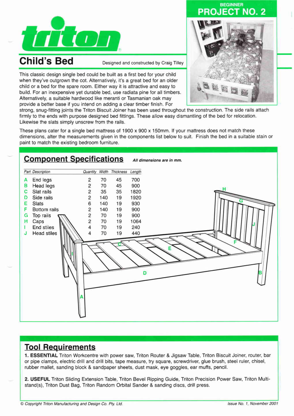 Child's Bed Designed and Constructed by Craig Tilley