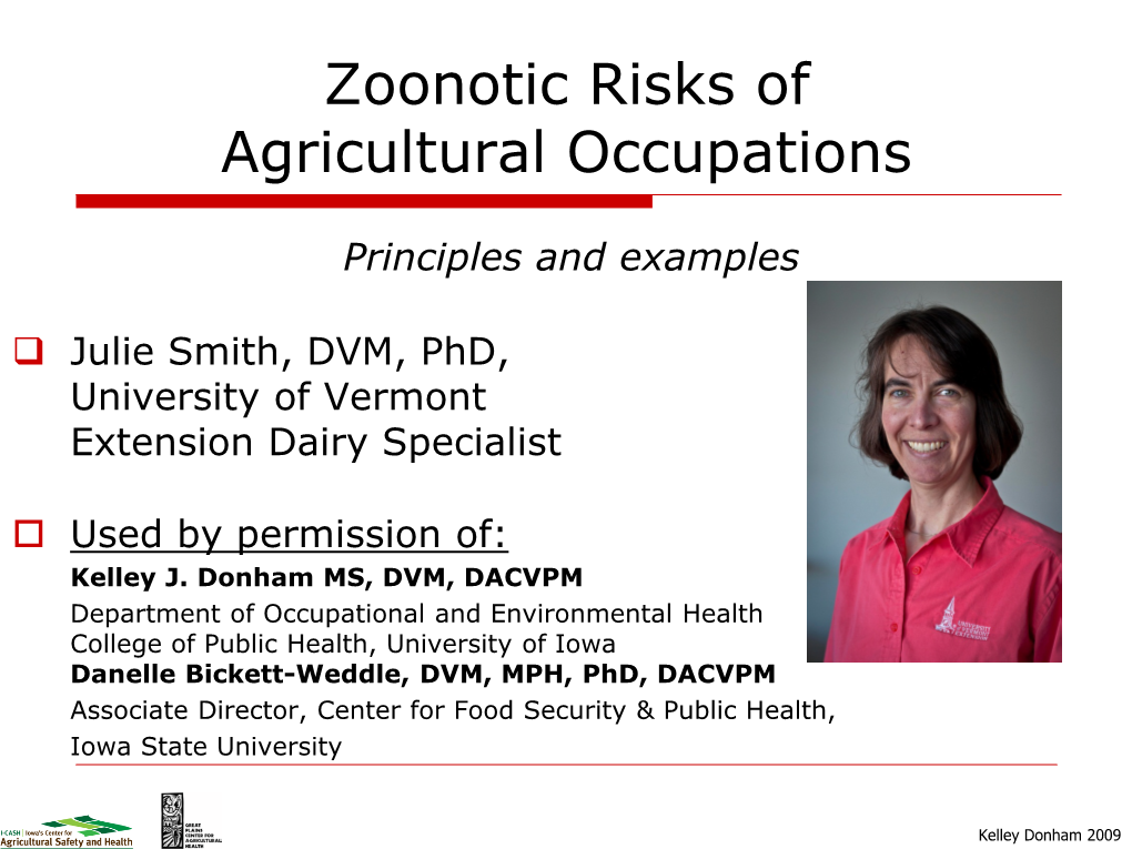 Zoonotic Risks of Agricultural Occupations