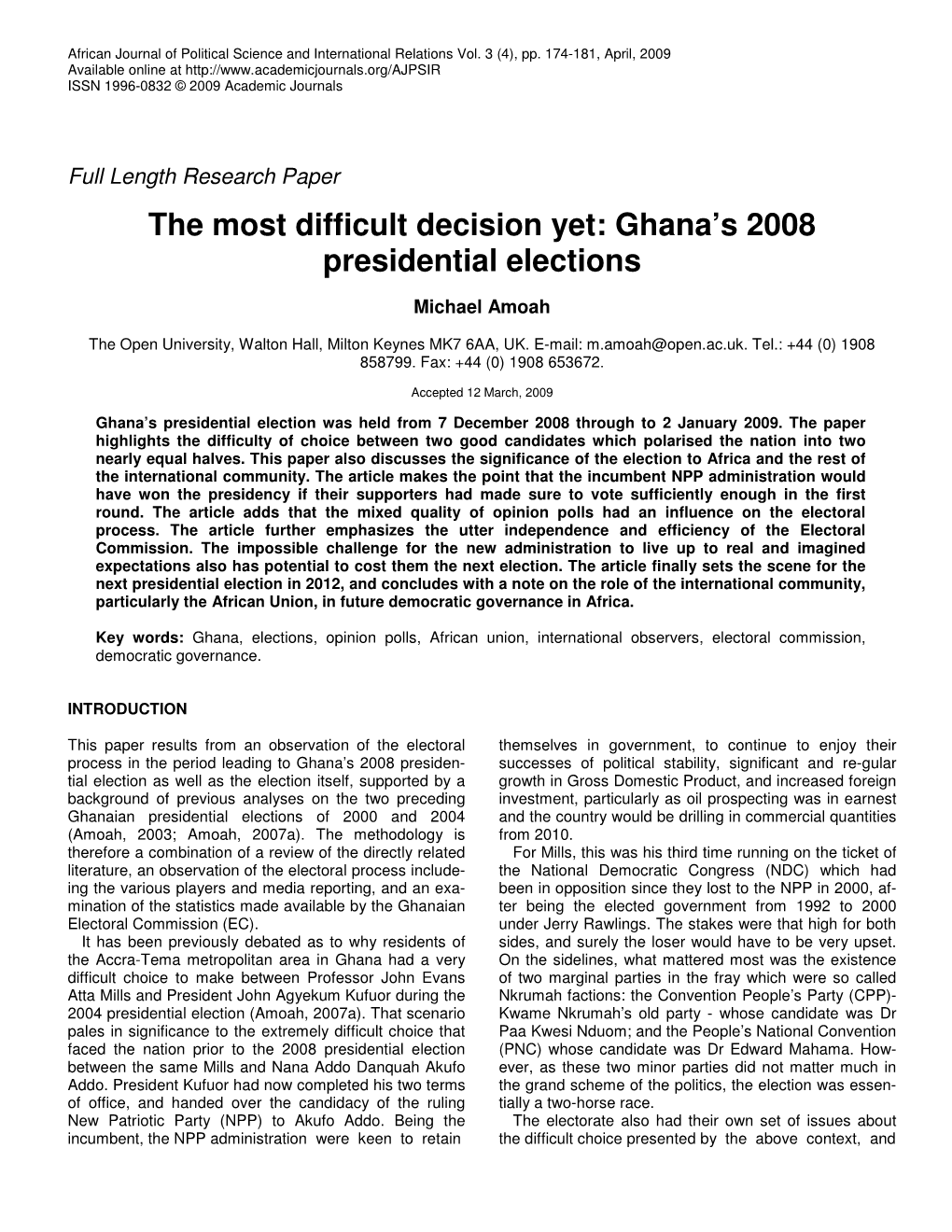 Ghana's 2008 Presidential Elections