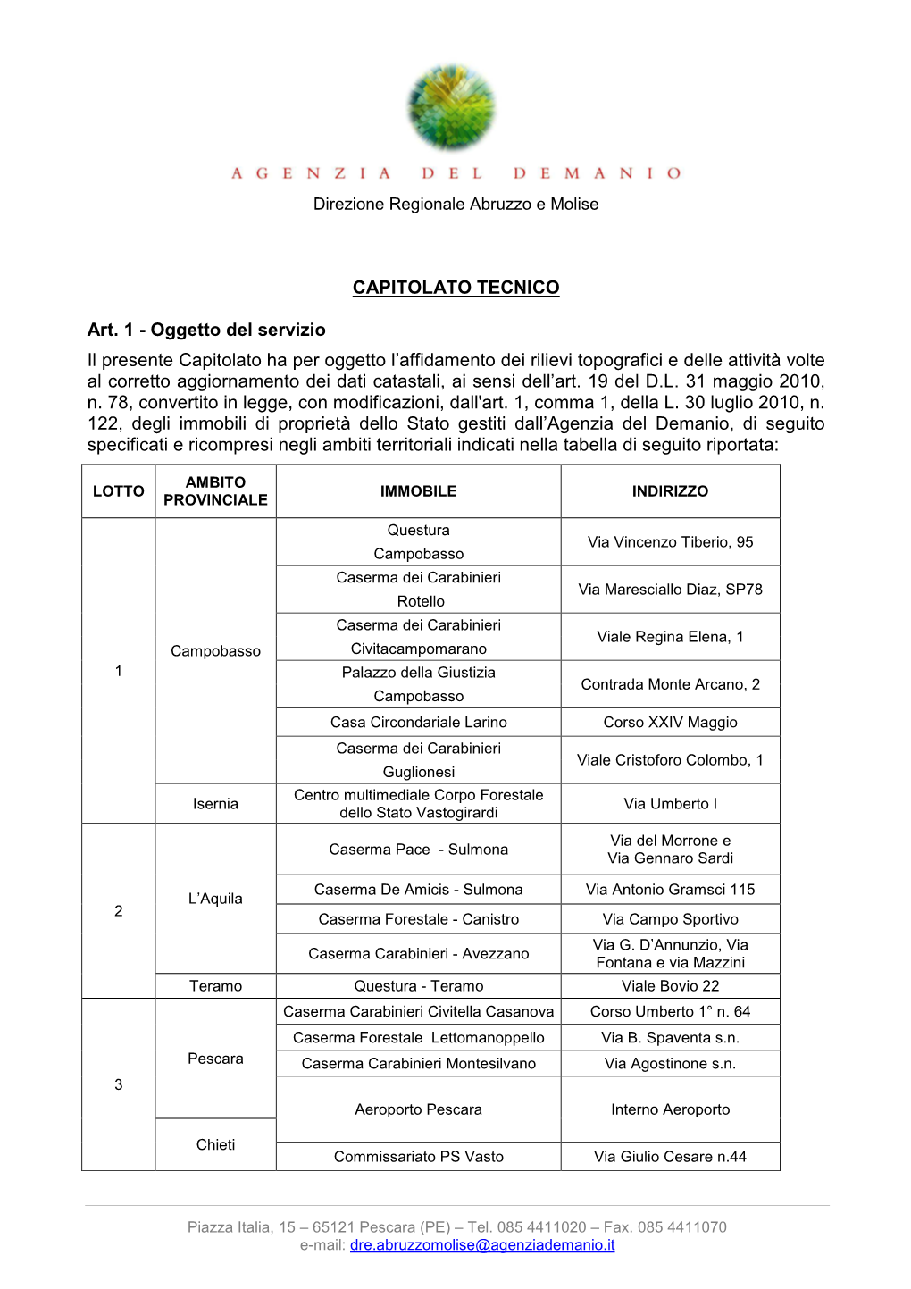 20 11 2015 Capitolato Progetto N. 8 Abruzzo Emolise