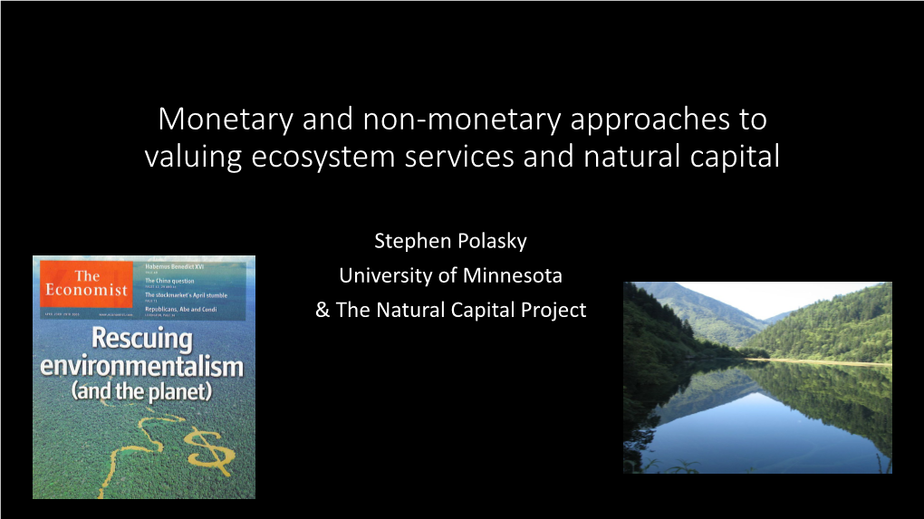 Monetary and Non-Monetary Approaches to Valuing Ecosystem Services and Natural Capital