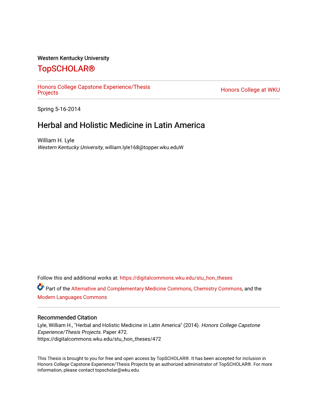 Herbal and Holistic Medicine in Latin America