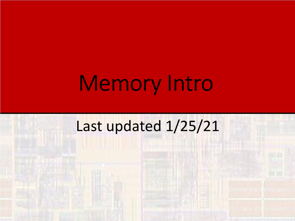 Memory Intro
