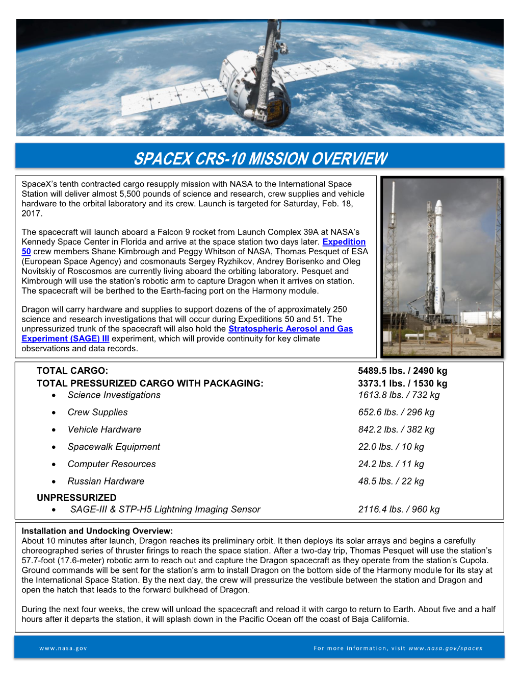 Spacex Crs-10 Mission Overview