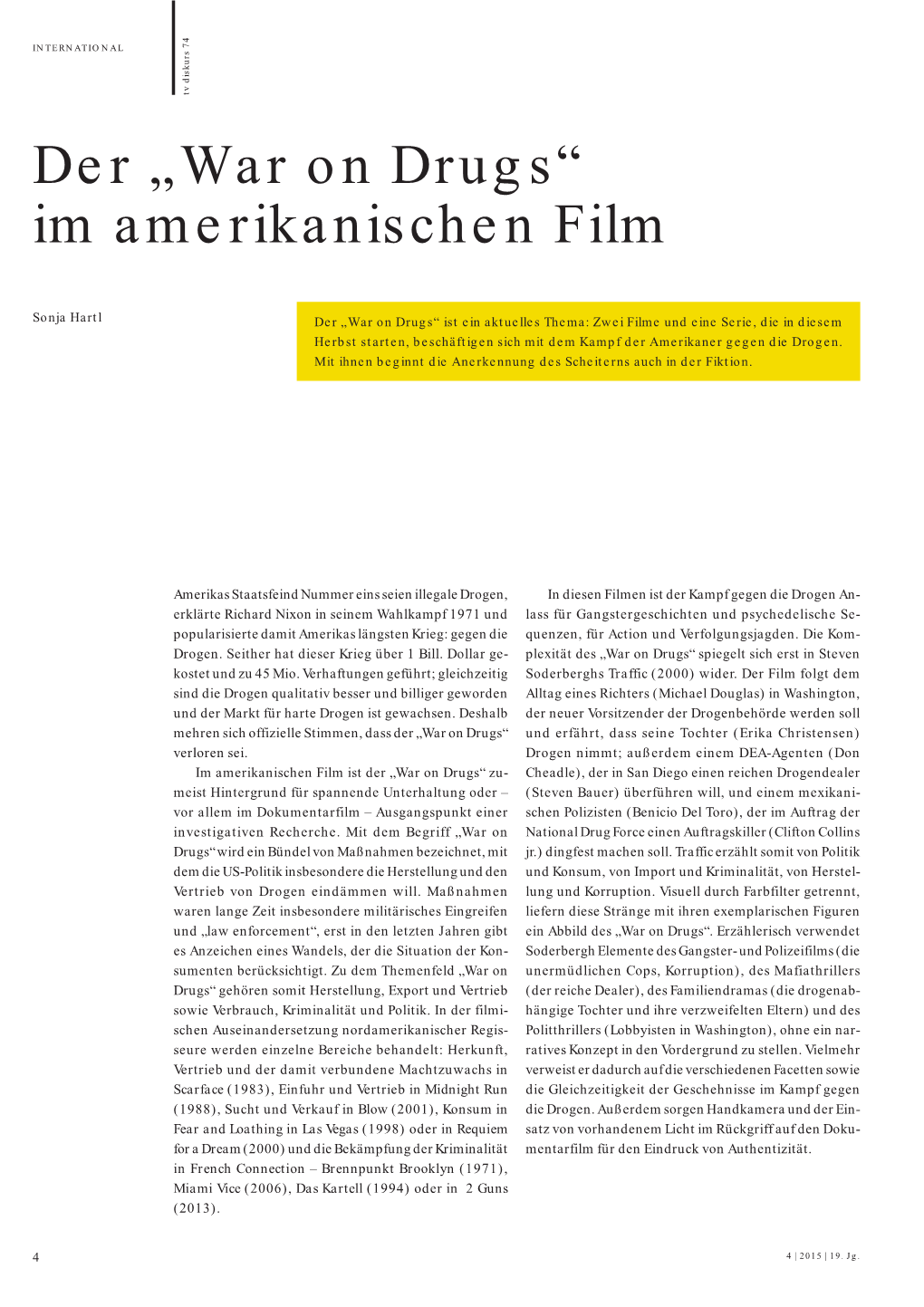 Der „War on Drugs“ Im Amerikanischen Film