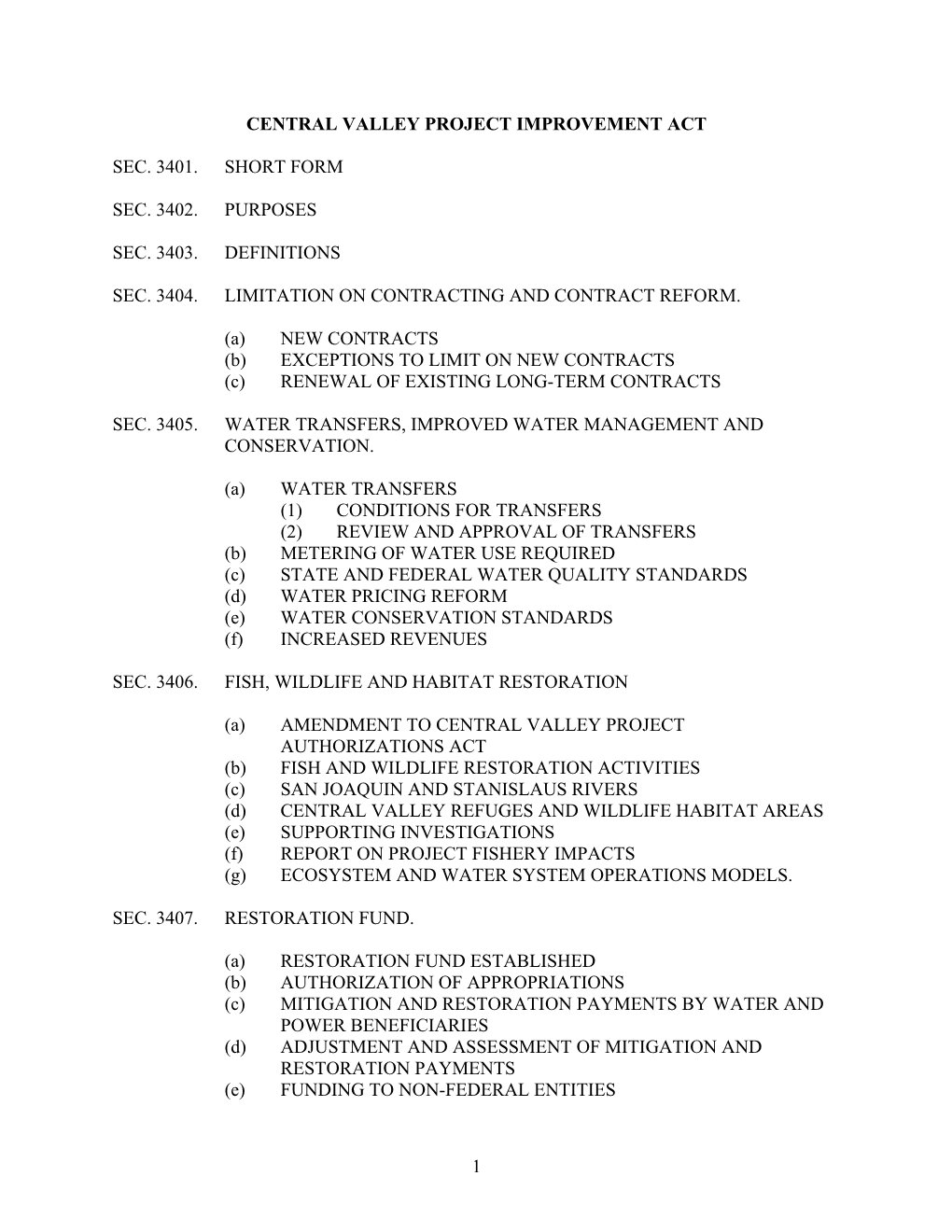 Central Valley Project Improvement Act