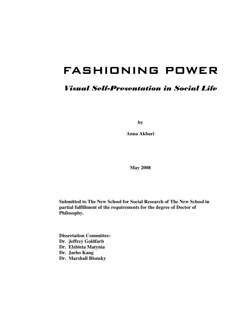 Fashioning Power Fashioning Power