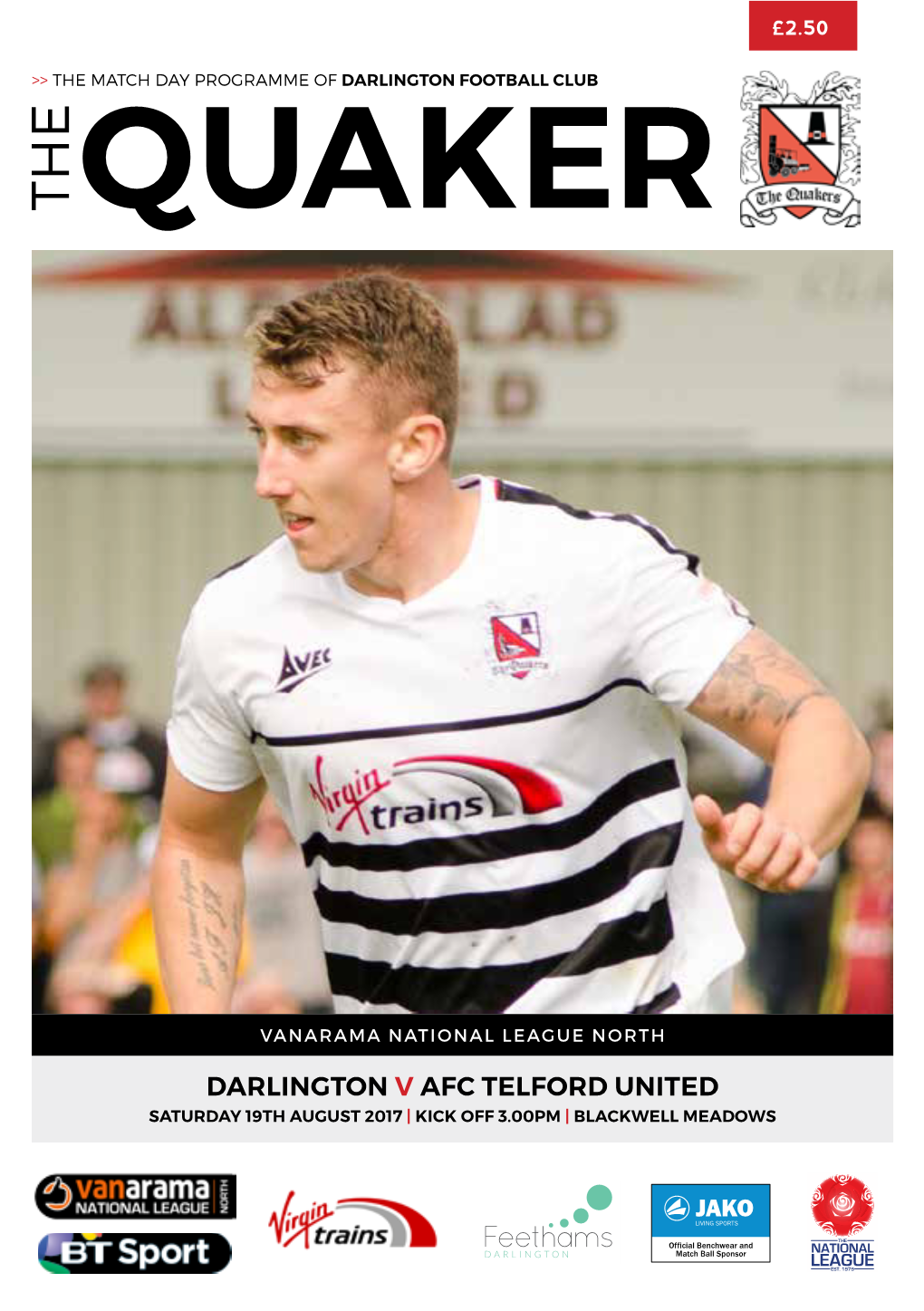 Darlington V Afc Telford United Saturday 19Th August 2017 | Kick Off 3.00Pm | Blackwell Meadows