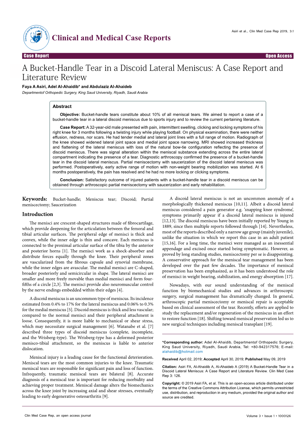 A Bucket-Handle Tear in a Discoid Lateral