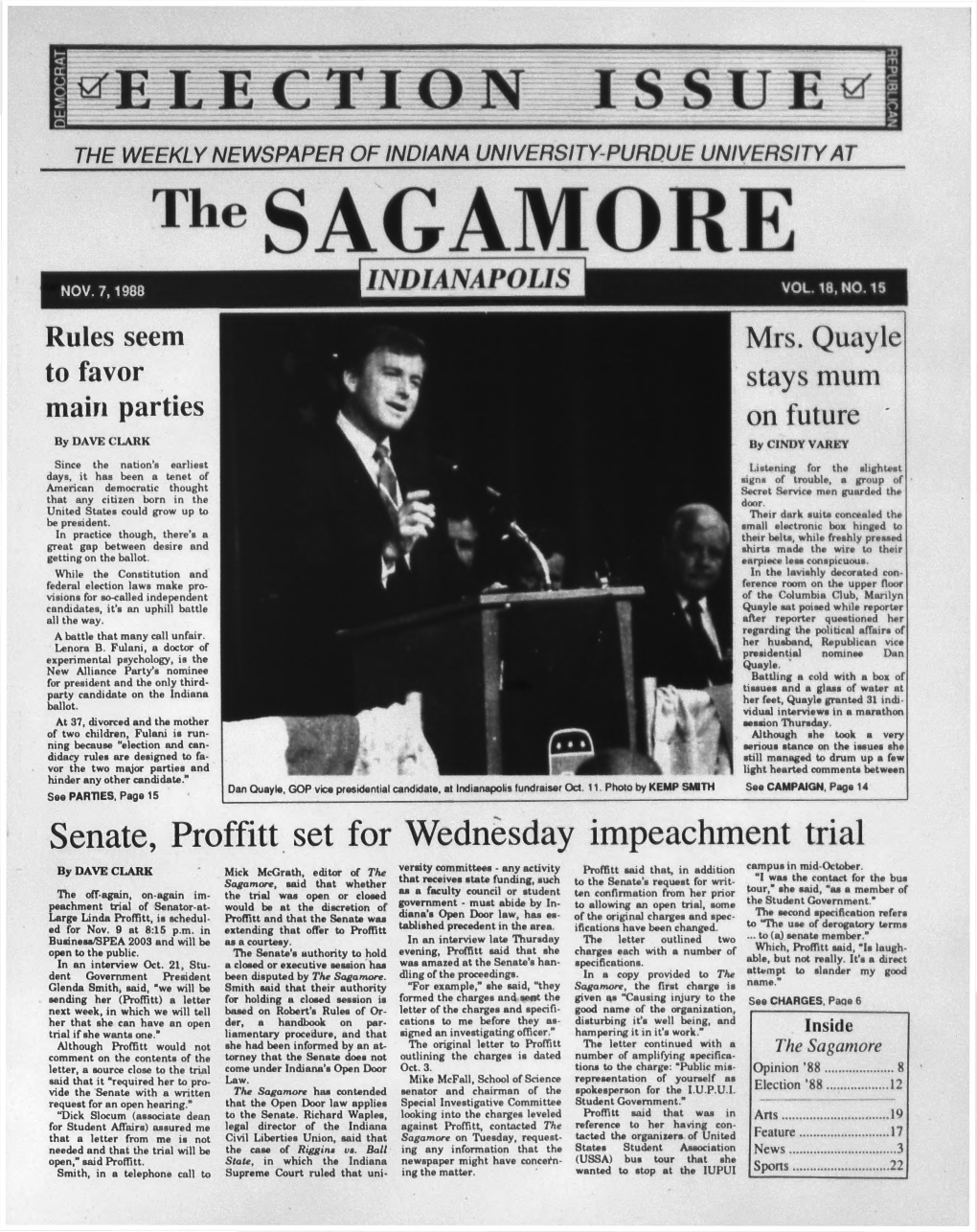 Senate, Proffitt Set for Wednesday Impeachment Trial Versity Committees - Any Activity Proffitt Said That, in Addition Campus in Mid-October