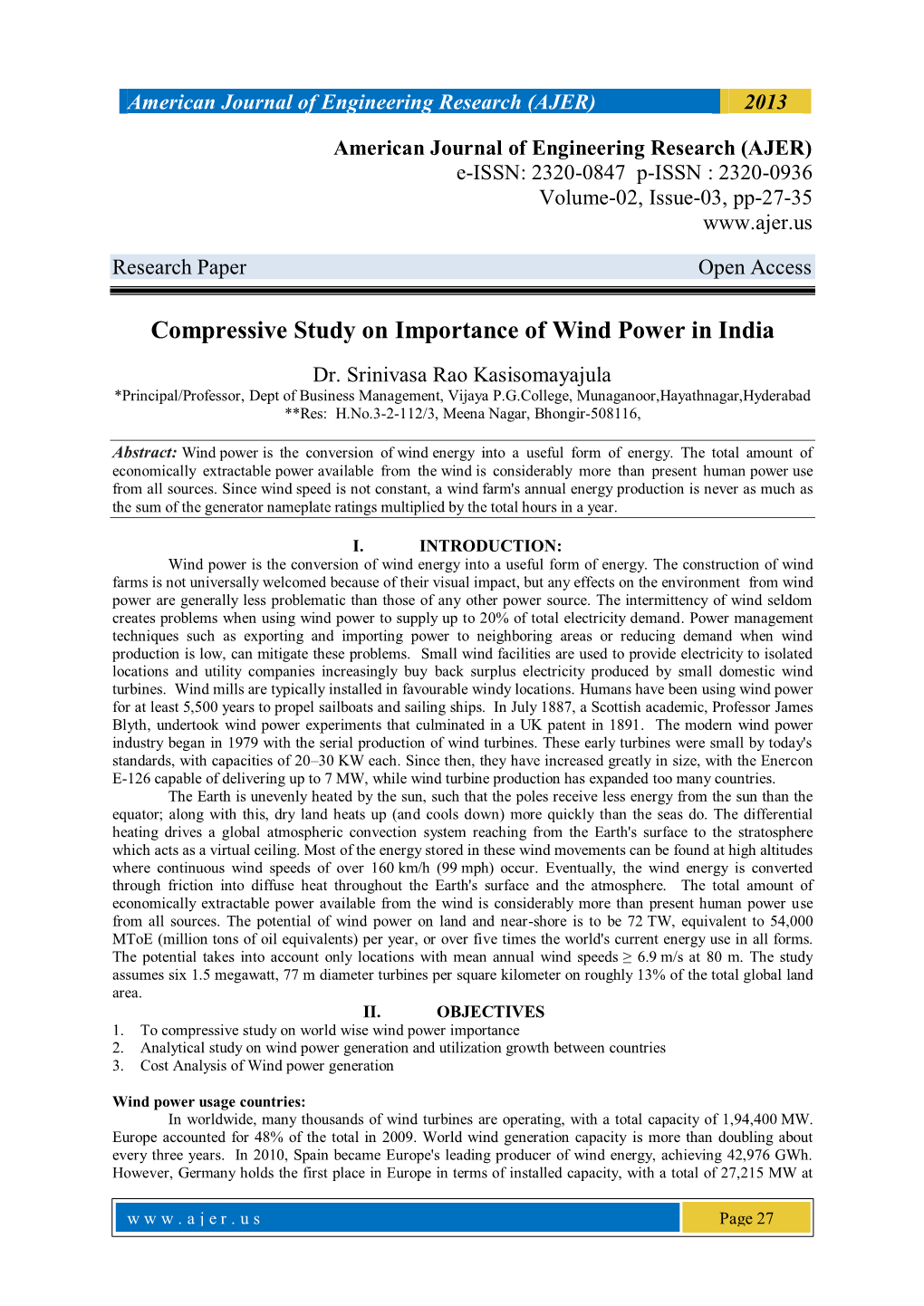 Compressive Study on Importance of Wind Power in India