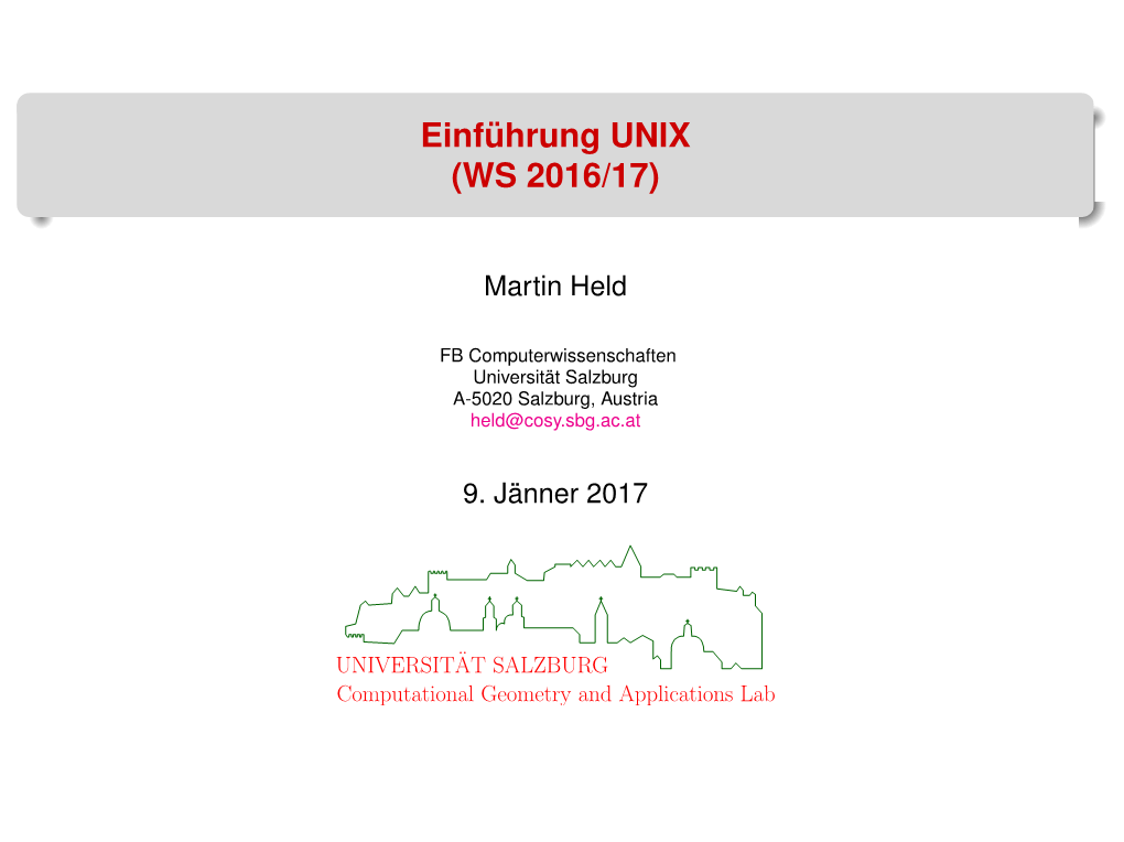 Einführung UNIX (WS 2016/17)