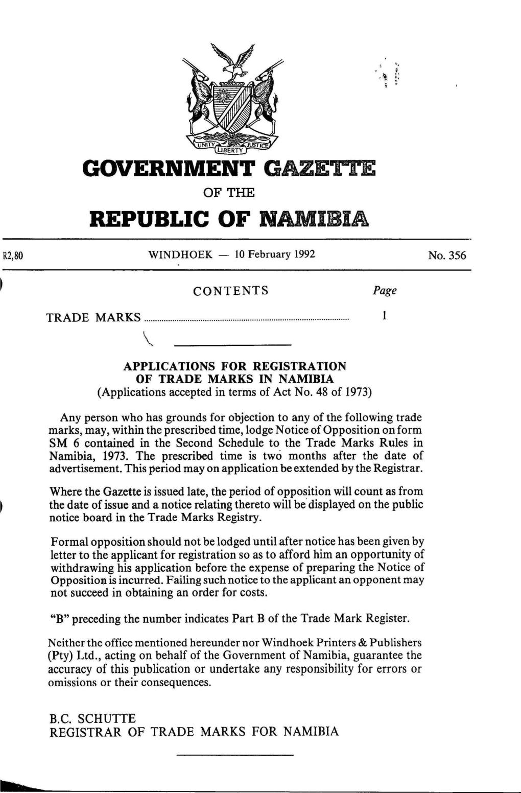 Government Gazette Republic of Namibia