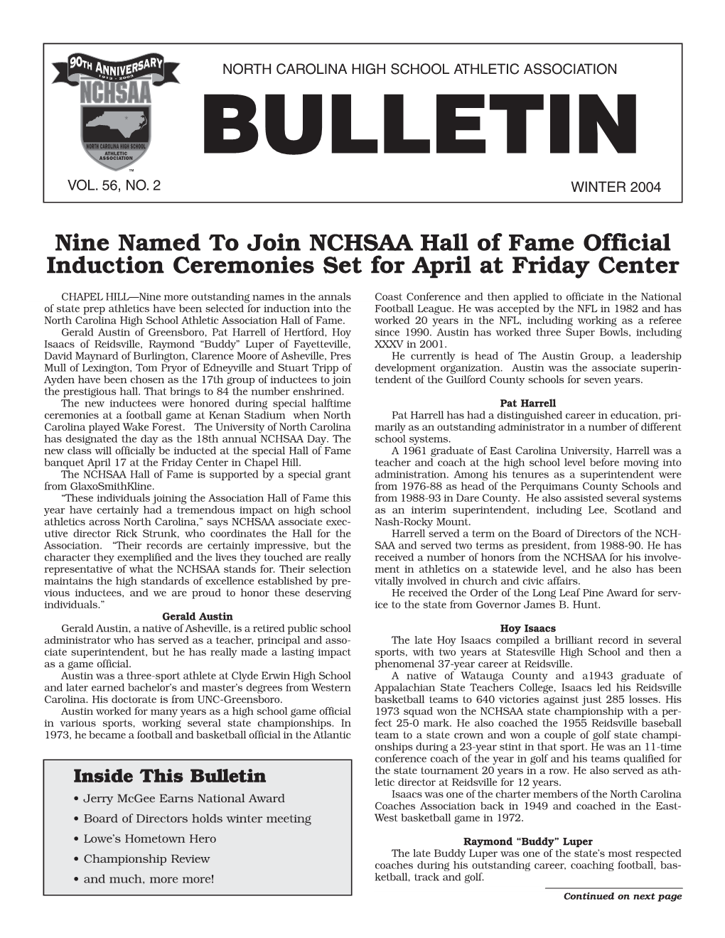 NCHSAA Bulletin Win04