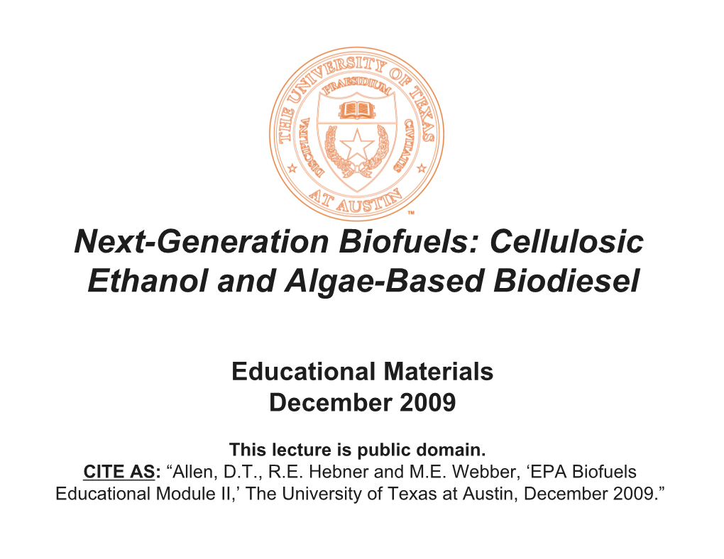 UT EPA Biofuels Module II